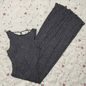 Vintage Black Satin Beaded Gown